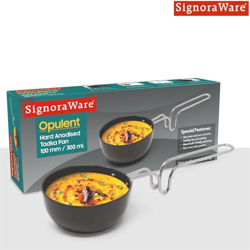 Image of Signoraware Opulent Non Stick Tadkapan 10cm | Ergonomically Designed Handle | Compact, Efficient & Stylish Tadka Pan | Ideal for Quick Tasks tadka for dal & Seasoning for Veggies (300ml | Steel)