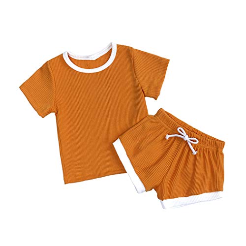 Image of 2Pcs Baby Short Sleeve Outfit Set Toddler Boys Girls Pajamas Short Sleeve Cotton T-Shirt + Shorts