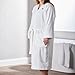 Lacoste Classic Pique Bath Robe, 100% Soft Cotton Terry, Unisex Bathrobe for Adult Women & Men, Luxury Robe for Spa, Super Absorbent & Quick Drying, One Size Fits Most, White