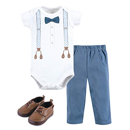Image of Little Treasure Unisex Baby Cotton Bodysuit, Pant and Shoe Set