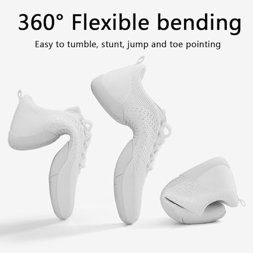 Girls Cheerleading Shoes Lightweight Breathable Youth Cheer Competition Sneakers for Practice, Dance and Gymnastics Size Little Kid 11.5 to Women 11 (Black/White)3