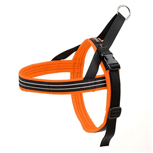 ComfortFlex Large Dog Harness - Made in The USA - Fully Padded, Reflective, Adjustable, Lightweight No-Choke, No-Pull, Non-Chafing Design for Active Dogs, Enhanced Control, Large, Hunter Orange