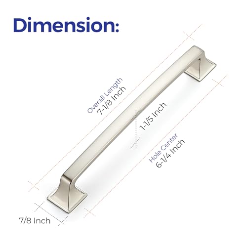 Image of Ravinte Brushed Nickel Cabinet Handles Arch Pulls 6-1 /4 Inch 30 Pack | Square Foot Arch Pulls, Solid Zinc Alloy, Easy Install, Modern Design, Screws Provided, for Drawers & Cupboards