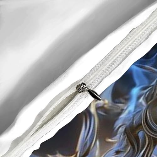Housse de couette loup en microfibre avec fermeture éclair pour lit sans pli