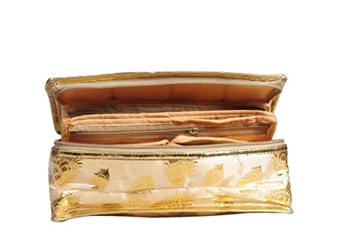 Image of Sunesh Creation Set of 10 Makeup Pouches Necklace Earrings Cosmetic Vanity Storage Box Jewellery Organizer Toiletry Organizer Pouch for Women Color - Gold