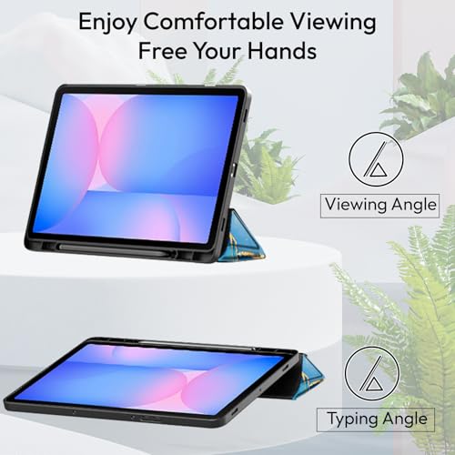 Image of Robustrion Cover for Samsung Galaxy Tab S10 Lite 10.9 inch / Tab S9 FE /Tab S10 FE /Tab S9 11 inch with [S Pen Holder],Flip Case for Samsung Tab S10 Lite /S10 /S9 FE Tablet Cover [Auto Sleep Wake] - Marble Blue