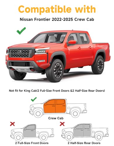 Image of Window Visors Rain Guards for Nissan Frontier Crew Cab 2022-2026 | in-Channel,Extra-Thick,Extra Durable,Window Deflectors,Vent Visors,Vent Shades,Truck Accessories,Polycarbonate (PC)