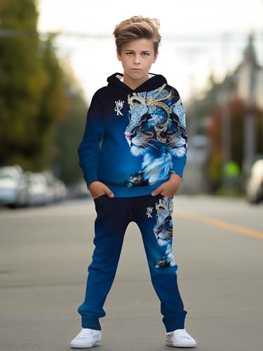 Image of boys' clothing sets, 2-Piece Hoodie & Pants Outfits for Boys Size 4-14 | Lightweight Non-Fleece Fall & Spring Clothing Sets