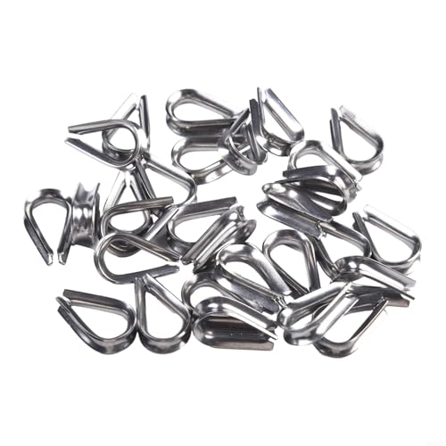 Honseadek Abrazadera de cuerda de acero inoxidable 304 M2 para cable de acero de 1/8 pulgadas, clip de cuerda de alambre con dedal para aparejos, tendedero, tienda de campaña e instalación de banderas