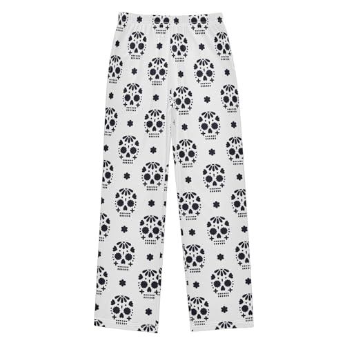 ZZXXB Mexican Holiday Skull Boys Long Pants Soft Trousers Elastic Waist Kids Lounge Bottoms with Pockets S-XL