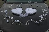 ZWILLINGSHERZEN nBraut Paar Rose Deko Dekoration Autoschmuck Hochzeit Car Auto Wedding Deko Girlande PKW ®Auto-schmuck (reinweiß Set)