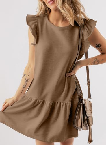 Acelitt Womens Casual Summer Crewneck Babydoll Flowy Tiered Mini Dress, S-XXL2
