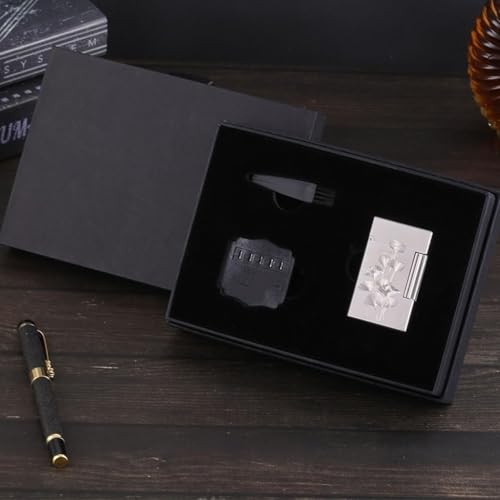 Encendedor de latón recargable con llama suave color plateado miniatura 4