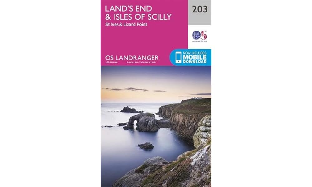 Land’s End & Isles of Scilly Map | St Ives & Lizard Point | Ordnance Survey | OS Landranger Map 203 | England | Walks | Cycling | Days Out | Maps | Adventure