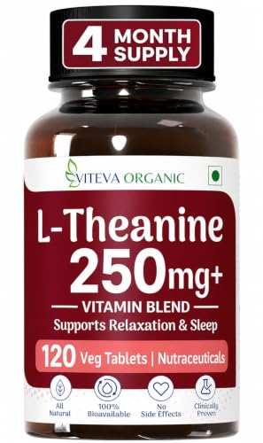 Image of L Theanine 250mg with Vitamin B Complex | 120 Veg Tablets - L Theanine Supplements for Relaxation, Mood, Focus & Energy Levels | Stress Support Formula