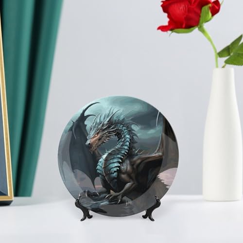 Plato decorativo de porcelana Dragon Hueso 6 pulgadas miniatura 6