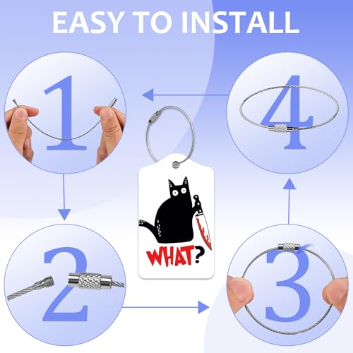 2 Pack Luggage Tag for Suitcases, Black Cats PU Leather Luggage Tag with Privacy Cover ID Label for Women Men Travel Cruise Baggage Handbag School Bag Backpack3