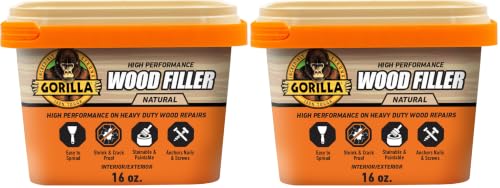 Image of Gorilla All Purpose Wood Filler, Natural Finish, 16 Ounce Tub (Pack of 2) - Water Resistant for Indoor or Outdoor Projects and Repairs