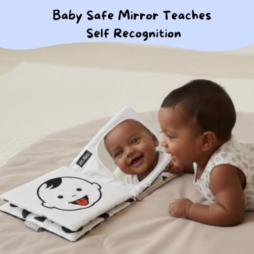Image of Nubokind Sensory Kit: Flash Cards for New Born Baby (3-in-1 Combo) | High Contrast Flash Cards for 0-3 Months | Crinkle Cloth Book with Mirror | Tummy Time Banner Toys for Newborns 0-6 Months & Older