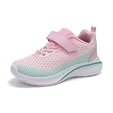 Aeckmd Turnschuhe Mädchen Hallenschuhe Kinder Sportschuhe Atmungsaktiv Outdoor Schuhe Sneaker Tennisschuhe Rosa Grün 34EU