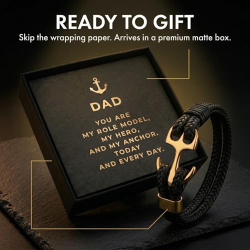 Pulsera para hombre con ancla y caja de regalo miniatura 2