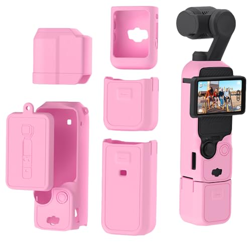 GeeRic Pocket 3 Silicone Cover Case Premium Protective Overall Cover Lens Cover Compatible with DJI OSMO Pocket 3 Shockproof Anti-Slip Dustproof Pink