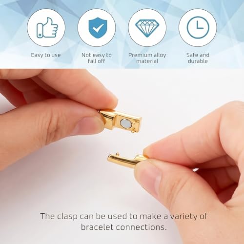 Image of Beadsnfashion 10 Pcs Flat Magnetic Clasps for Jewellery Making - 21x8mm, 6x3mm Hole Size, Gold Finish Magnetic Clasp for Bracelet & Necklace, Premium Jewelry Findings for DIY Crafting