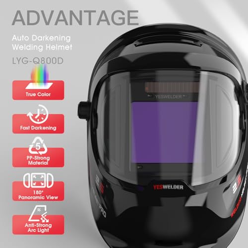 image for YESWELDER Large Viewing True Color Solar Powered Auto Darkening Weldin