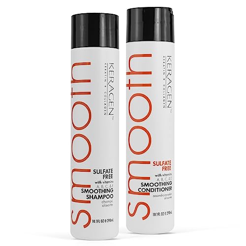 Keragen - Smoothing Shampoo and Conditioner with Keratin and Collagen for All Hair Types, Sulfate Free