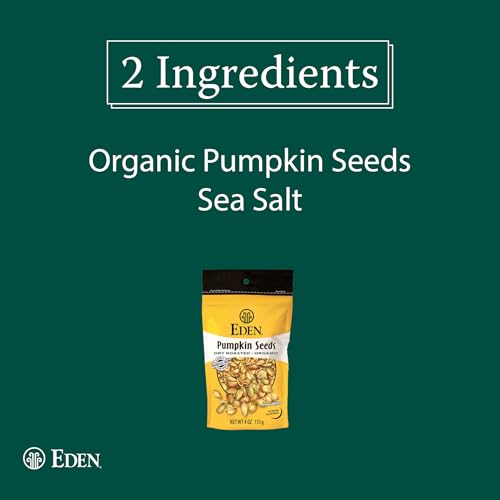 Image of Eden Organic Pumpkin Seeds, Shelled, Dry Roasted and Lightly Sea Salted, to Eat, 4 oz (12-Pack)