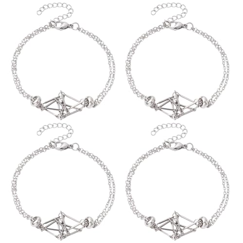 SUNNYCLUE 1 caja de 6 soportes para Piedras de Cristal, Jaulas para Pulseras, Cadena de Cable de Metal de Acero Inoxidable Y Plata, Jaulas Vacías de Repuesto para Piedras Preciosas, Suministros para H