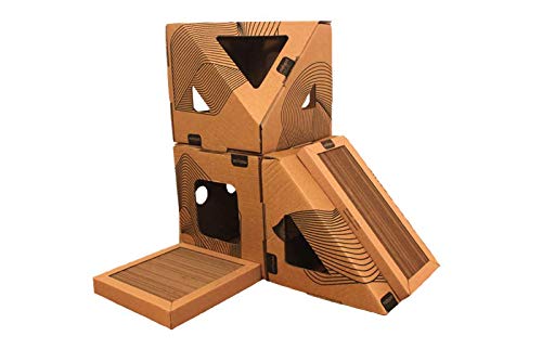 Brinquedo Casa Toca para Gatos Kit 6 mobypet (cubo + triângulo + poli + arr. rampa + arr. base)