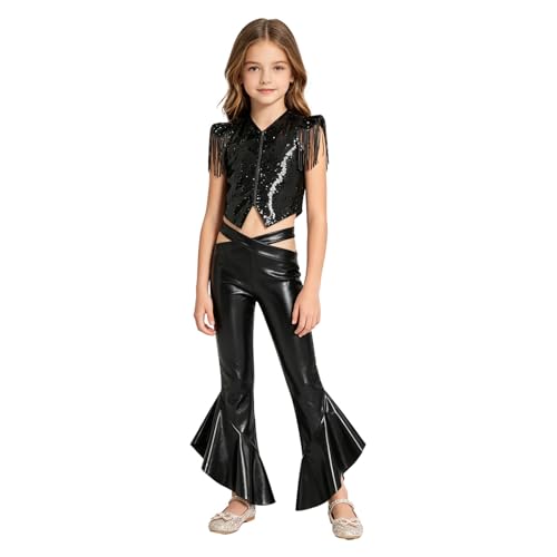 Pantalon évasé fille ensemble top combinaison gymnastique artistique danse latino
