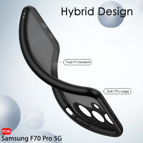 Image of TheGiftKart Hybrid Shockproof Back Cover Case for Samsung Galaxy F70 Pro 5G | Camera Protection Module | Hard Back Cover Case for Samsung F70 Pro (PC & TPU, Translucent Smoke Matte Back, Black Sides)