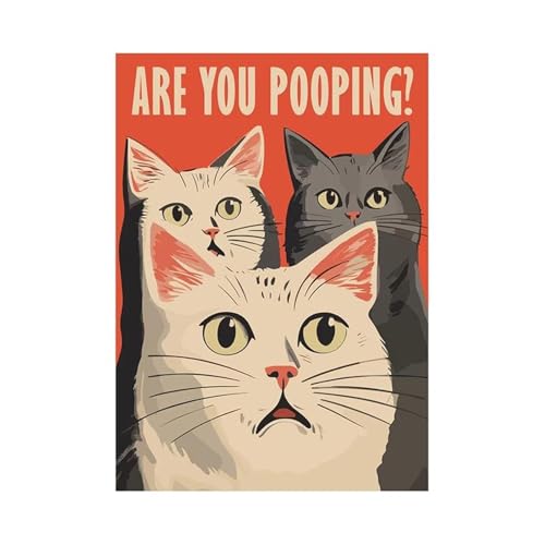 Affiches Salle de Bain Peinture sur Toile Mignon Chat Noir Impression Art Mural K 50x70cm - 2