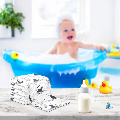 Image of vvfelixl Cat Fishing Baby Burp Cloths Baby Muslin Washcloths for Boys Girls Cotton Babys Face Towel for Newborn Infants Soft and Absorbent 11.8 X 11.8 in, 5 Pack