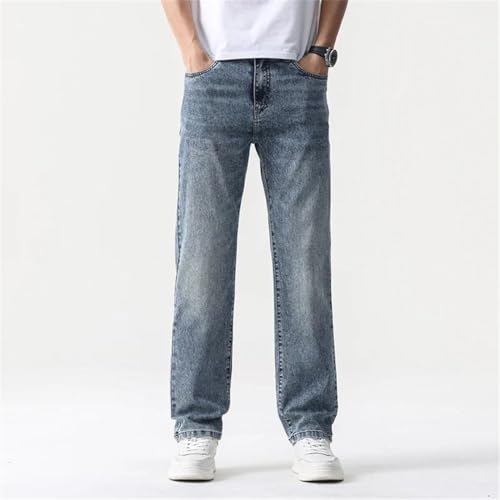 Men Wide Leg Jeans Baggy Pants Summer Straight Cut Loose Retro Blue Denim Pants2