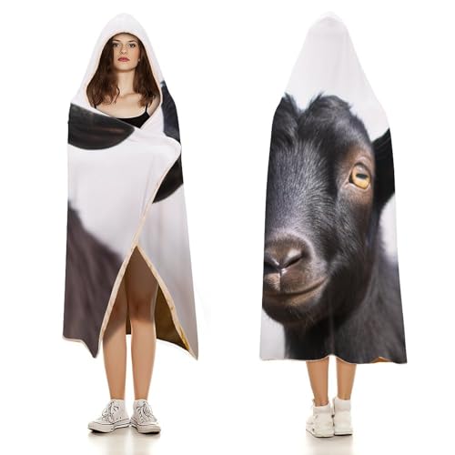 Cape à capuche imprimé chèvre noire pour voyage et bureau - 3