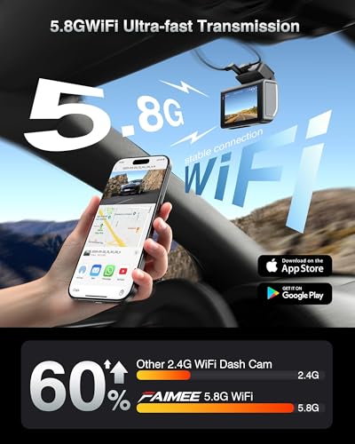 Image of Dash Cam Front and Rear, 4K+2K Recording Dash Camera for Cars, Night Vision with WDR, 170 Wide Angle, 5.8G /2.4G Dual Wi-Fi, 64GB Card, Built-in GPS, G-Sensor Emergency Lock, 24H Parking Monitor
