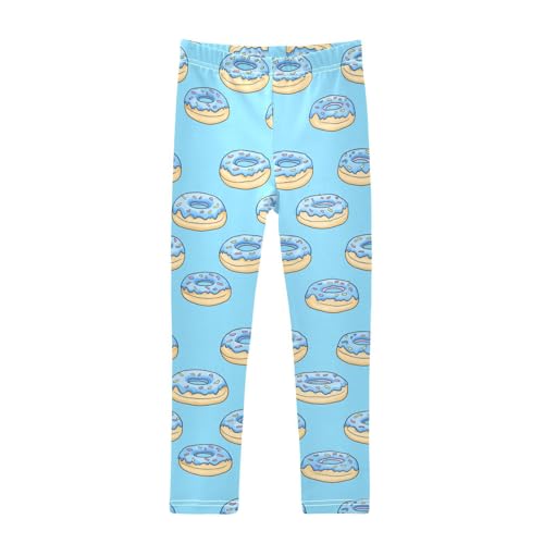 Blue Food Donuts Girls Casual Leggings for Kids Printed Long Pant Bottoms Stretch and Soft
