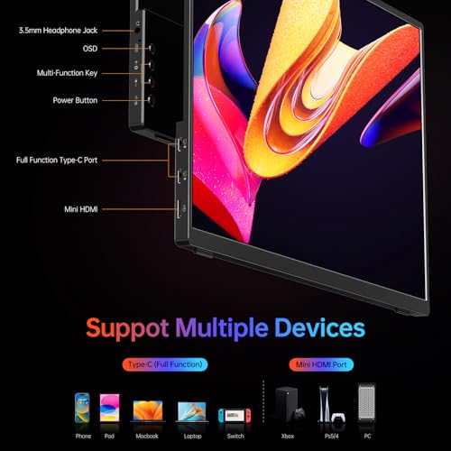 Image of VILVA Portable-Monitor-for-Laptop 14 inch FHD 1920 * 1200P USB C HDMI Ultra-Slim IPS Travel Display w /Smart Cover & Speakers, HDR Plug&Play, External Monitor for Laptop PC, Phone,Mac