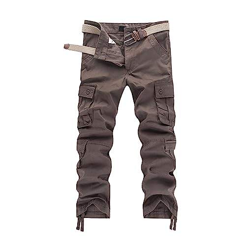 JEKE-DG Men's Casual Cargo Pants Straight Type Military Army Camo Trousers Combat Outdoor Work Pant with 8 Pockets (38,Brown)