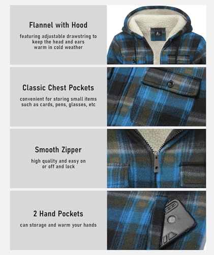 Image of GEEK LIGHTING Men's Flannel Shirts Jacket Sherpa Lined Fleece Plaid Hoodie Long Sleeve Winter Warm Coat