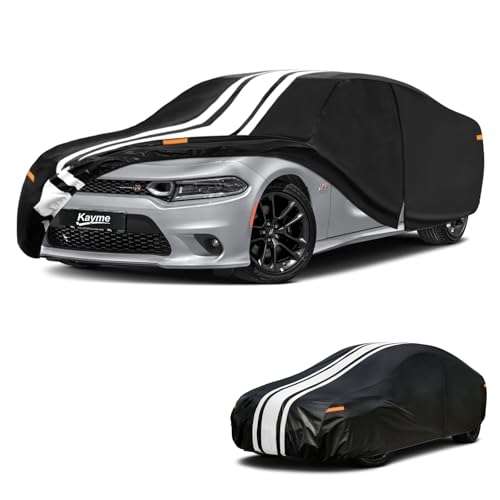 Kayme Heavy Duty Car Cover Custom Fit for Dodge Charger (2005-2026) Waterproof All Weather for Automobiles Outdoor Full Exterior Cover Rain Snow UV Protection with Door Zipper Towel.