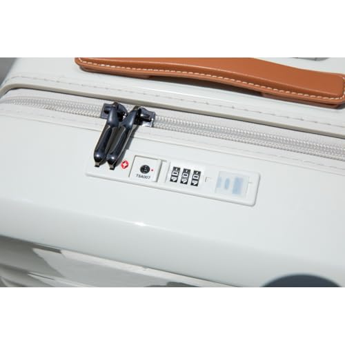 24" Luggage Lightweight Suitcase Tsa Lock Usb Port Luggage Wheel Lock Artificial Leather Top Handle Spinner Wheels Creamy White3