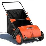 MAXLANDER 21' Push Lawn Sweeper, Manual Leaf & Grass Collector with Adjustable Height, 3.5 Cu.Ft. Large Capacity Hopper, Walk-Behind Yard Sweeper for Lawn, Garden Debris Cleanup