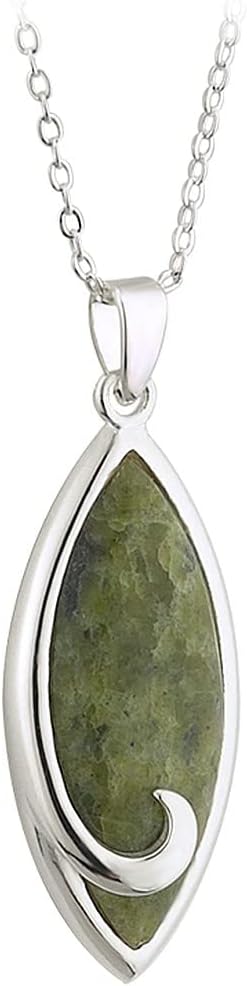 Rhodium Plated Connemara Marble Pendant