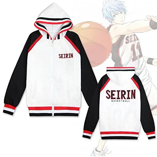 [SUNMIN] 黒子のバスケ パーカー ジップアップ フード付き 長袖 黒子のバスケ グッズ フーデッドスウェットシャツ メンズ 厚手 裏毛 裏起毛 定番 黒子 テツヤ 青峰大輝 赤司征十郎 スウェットプルオーバー レディース長袖 服 春 秋 冬 男女兼用 (薄手,2XL)