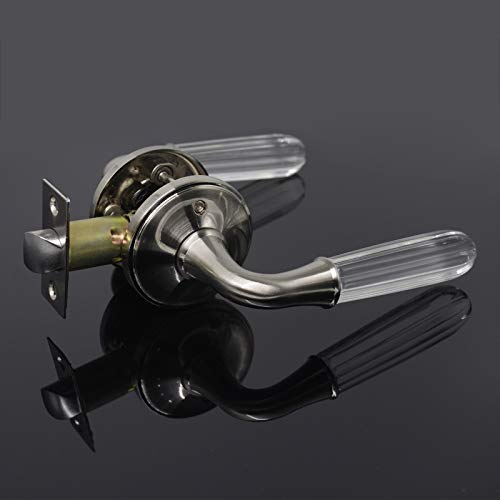 Goldentimehardware Glass Door Lever With Satin Nickel Finish,Pack Of 1,Privacy Function For Bed And Bath,Crystal Style Euro Door Handle,Interior Privacy Door Lock- Keyless Lockset #TOP1