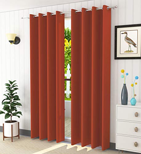 Image of LaVichitra 2 Pieces Premium Blackout Curtains - Thermal Insulated, 3 Layered, 100% Opaque Window Curtain - 5 ft, Rust